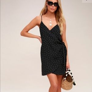 New with Tags Lulus black polka dot wrap dress!